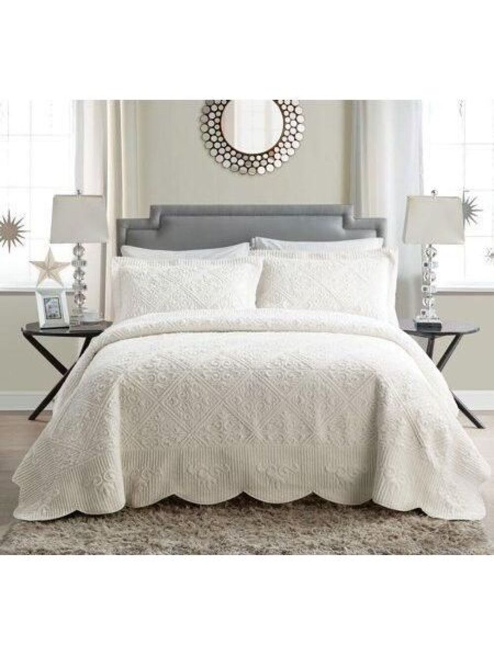 #9 VCNY Home Westland Quilted Bedspread Set, Full Size Ivory